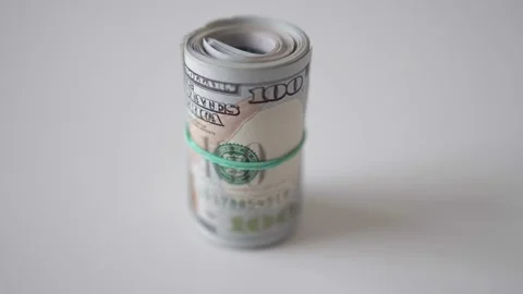 Twisted dollars.  Macro shot Stock Footage 175332561