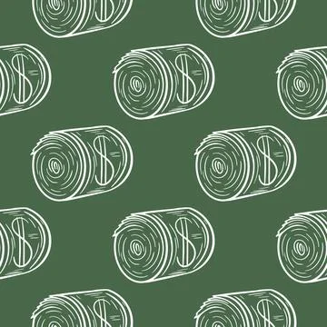 Twisted dollars silhouette seamless pattern Ilustração Stock