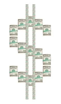 Twisted dollars on a white background Stock Photos