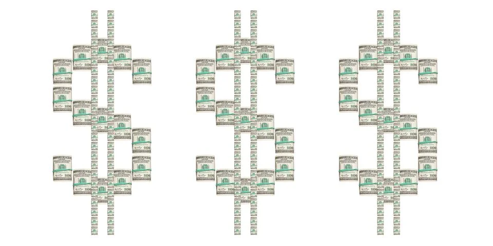 Twisted dollars on a white background Stock Photos