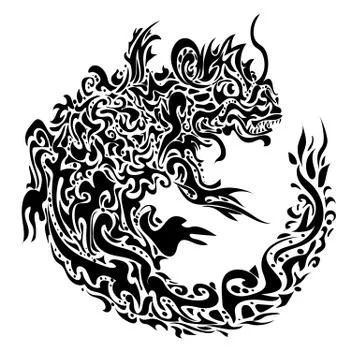 Twisted dragon tattoo Stock Illustration
