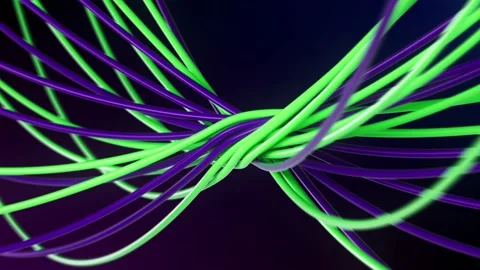 Twisted ethernet cables on dark background. Computer network concept. 3d render Stock Footage 166585230