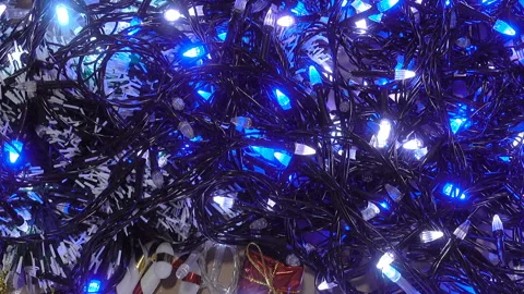 Twisted glowing garlands close-up Stock Footage 143423869