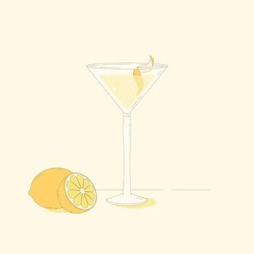 Twisted lemon martini drink Stock Illustration