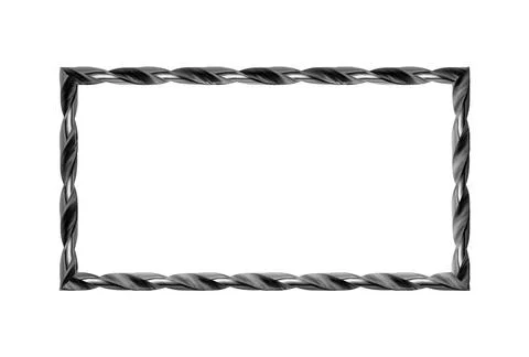 Twisted metal or silver rectangle realistic dark frame, isolated Stock Illustration