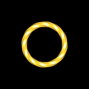 Twisted metallic ring. Isolated on black background. 3D rendering illustratio 스톡 일러스트