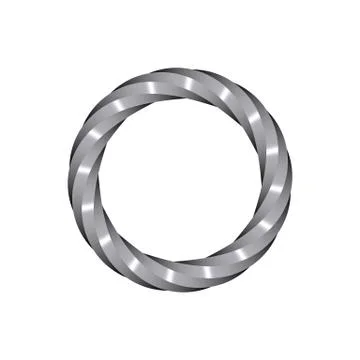 Twisted metallic ring. Isolated on white background. 3D rendering illustratio 스톡 일러스트