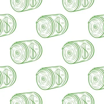 Twisted money banknotes seamless pattern Stock Illustration