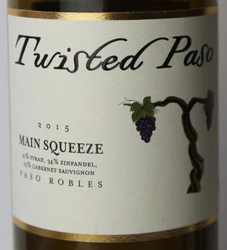 Twisted paso main squeeze wine label Stock Photos