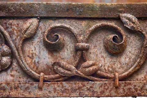 Twisted Pattern (Arabesque) on the wrought iron gate Stock Photos