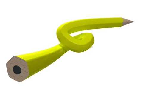 Twisted pencil in yellow Stock Illustration