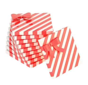 Twisted pile of gift boxes isolated Stock Illustration