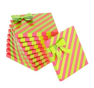 Twisted pile of gift boxes isolated Stock Illustration