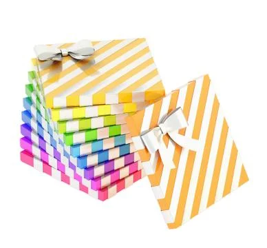 Twisted pile of gift boxes isolated Stock Illustration