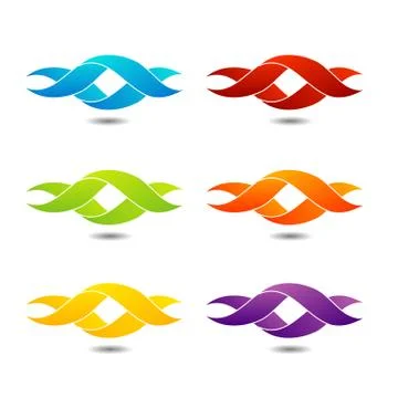 Twisted ribbon- abstract logo in different colors 스톡 일러스트