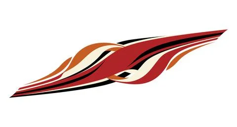 Twisted ribbon vector design in orange red and black for modern branding. 库存插图