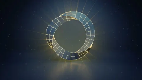 Twisted ring with illuminating edges seamless loop 3D render animation Stock Footage 106721342