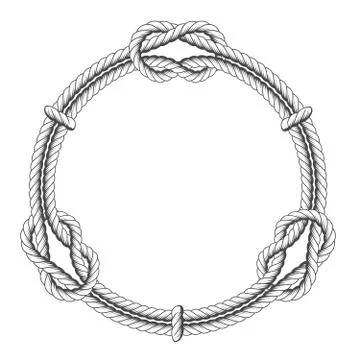 Twisted rope circle - round frame with knots Stock Illustration