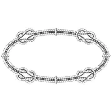 Twisted rope oval - elliptic frame with knots Stock Illustration