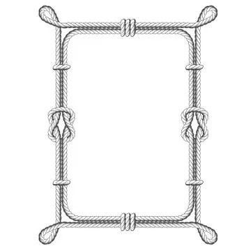 Twisted rope square frames with knots and loops Stock Illustration