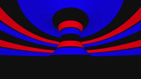 Twisted rotation - Horizontal Red Blue White strips - 4K Stock Footage 232985071