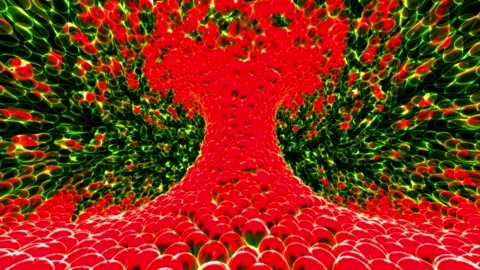 Twisted rotation -  Red to Green bubbles - 4K Stock Footage 232927636