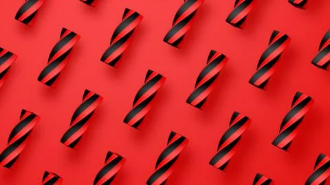 Twisted shapes, red background. Abstract illustration, 3d rendering. Stock Illustration