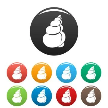 Twisted shell icons set color vector Stock Illustration