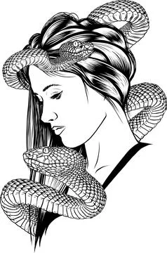 Twisted snake isolated on blank background. Vector monochrome serpent side view. Illustrazione stock