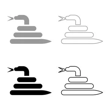 Twisted snake set icon grey black color vector illustration image solid fil.. Stock Illustration