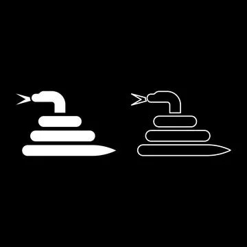 Twisted snake set icon white color vector illustration image solid fill out.. Stock Illustration