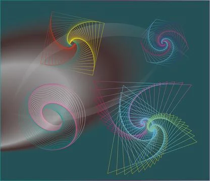 Twisted spirals. Abstract background with spiral art. Vector geometric fracta Stock Illustration