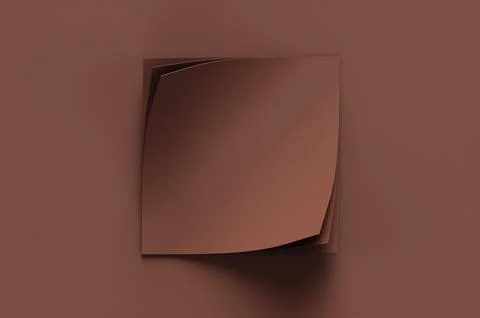 A twisted square stack of brown paper on a brown background. 3d rendering ill Illustrazione stock