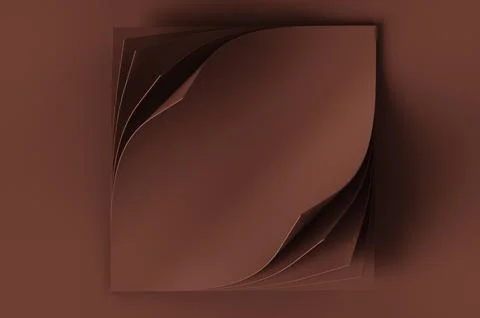 A twisted square stack of brown paper on a brown background. 3d rendering ill Stock Illustration