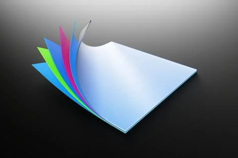 Twisted square stack of colored layers of acrylic surface on a black backgrou Stock Illustration