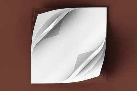 A twisted square stack of white paper on a brown background. 3d rendering ill Stock Illustration