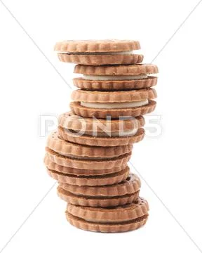 Twisted stack of cookies isolated over the white background Stock Photos