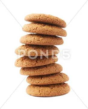 Twisted stack of cookies isolated over the white background Stock Photos