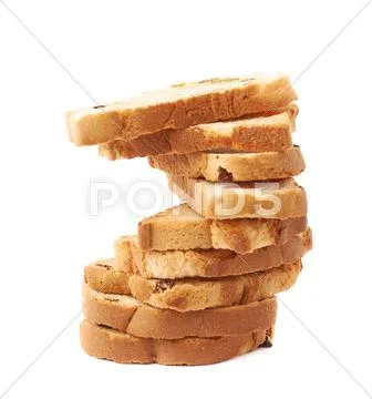 Twisted stack of rusks isolated over the white background Stock Photos