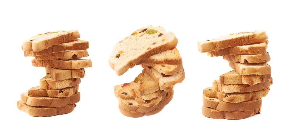 Twisted stack of rusks isolated over the white background Stock Photos