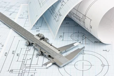 Twisted technical drawing Stock Photos