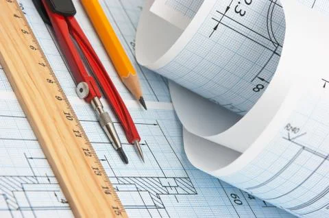 Twisted technical drawing Stock Photos