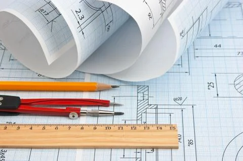 Twisted technical drawing Stock Photos