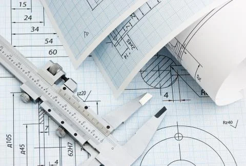 Twisted technical drawing Stock Photos