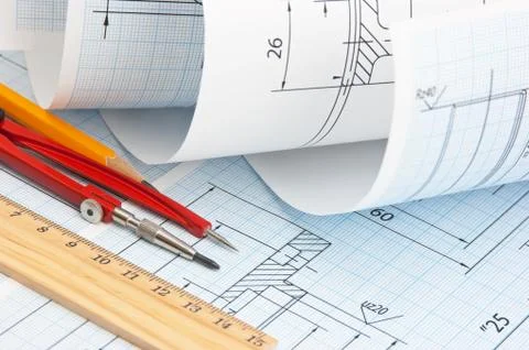 Twisted technical drawing Stock Photos