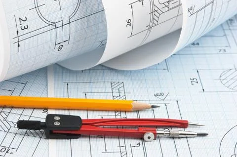 Twisted technical drawing 스톡 사진