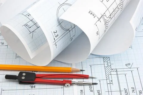 Twisted technical drawing Stock Photos