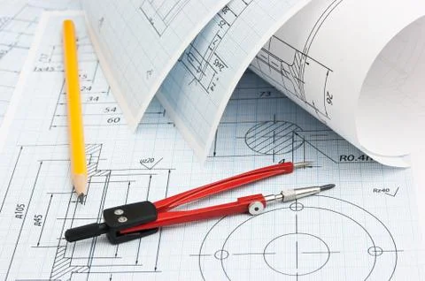 Twisted technical drawing 스톡 사진