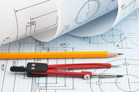 Twisted technical drawing 스톡 사진
