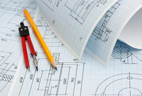 Twisted technical drawing Stock Photos